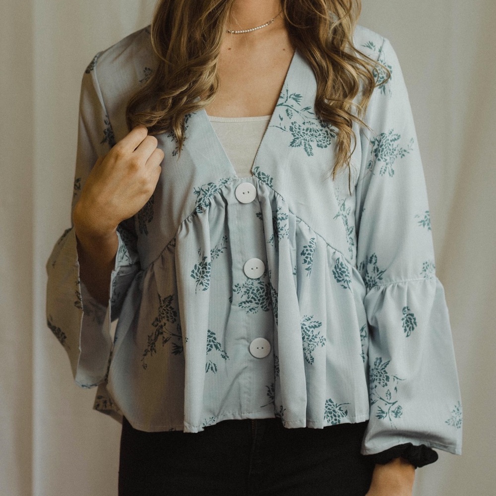 Blue Bell Sleeve Blouse